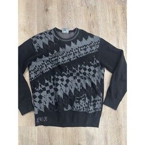 Original fox Riders Company Sweater Extra Large VTG aop black grey design magic